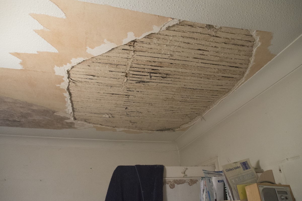 Ceiling removed during interior strip-out